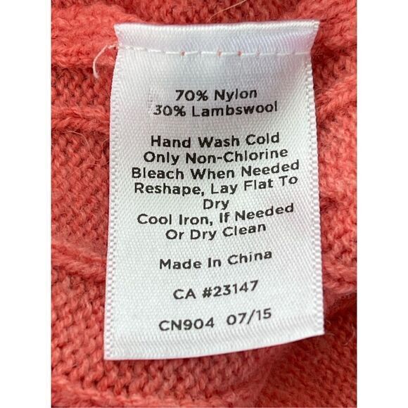 S2 TALBOTS PEACH CABLE KNIT LAMBSWOOL SWEATER SIZE XL‎ - Picture 6 of 8